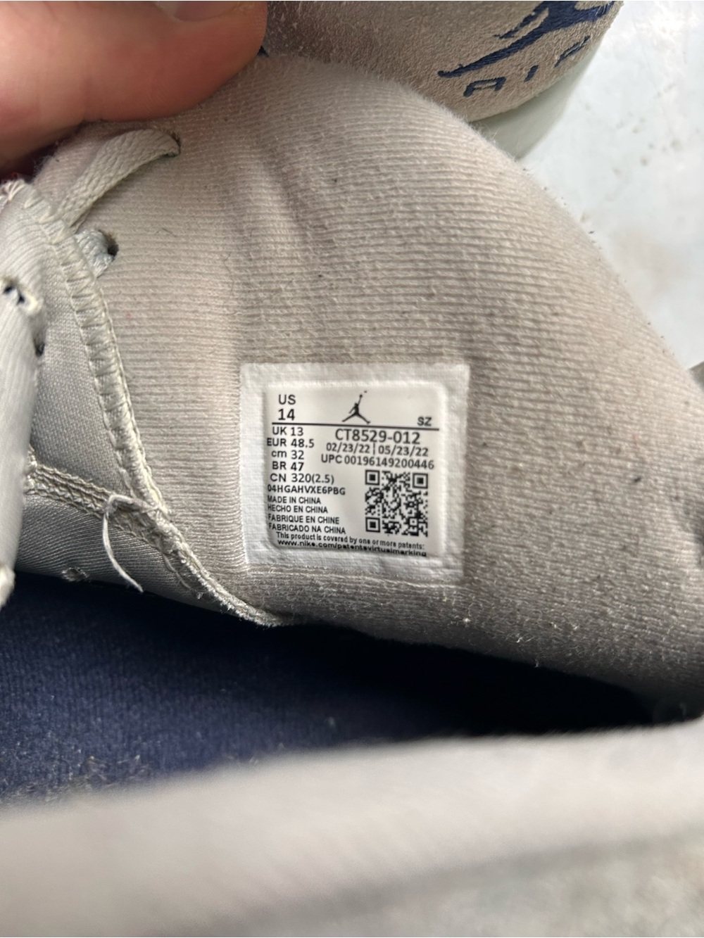 Air Jordan Retro 7 Suede Sneakers in Light Gray with Navy Jumpman 14 Mens - Picture 4 of 14